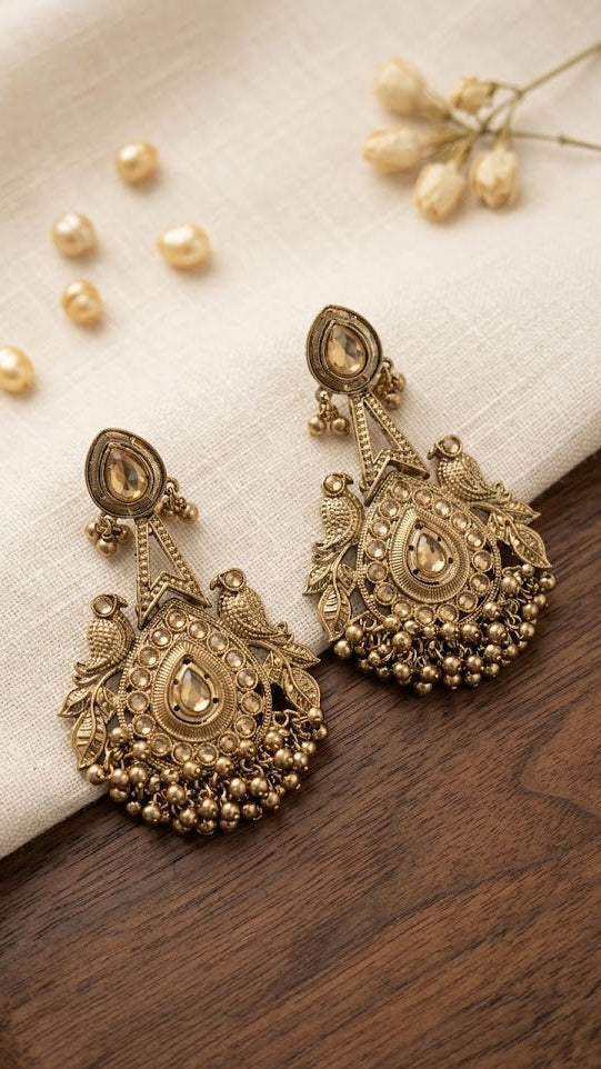 Anushri Royal Peacock Earrings | Elegant Ethnic Earrings for Women
