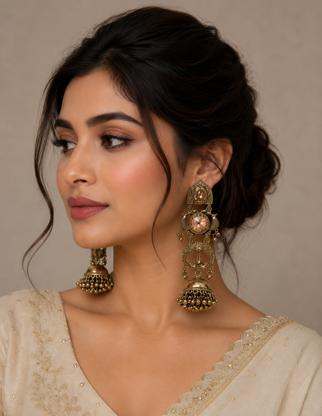 Aesthetic Moon-Bell Danglers | Elegant Ethnic Earrings for Women