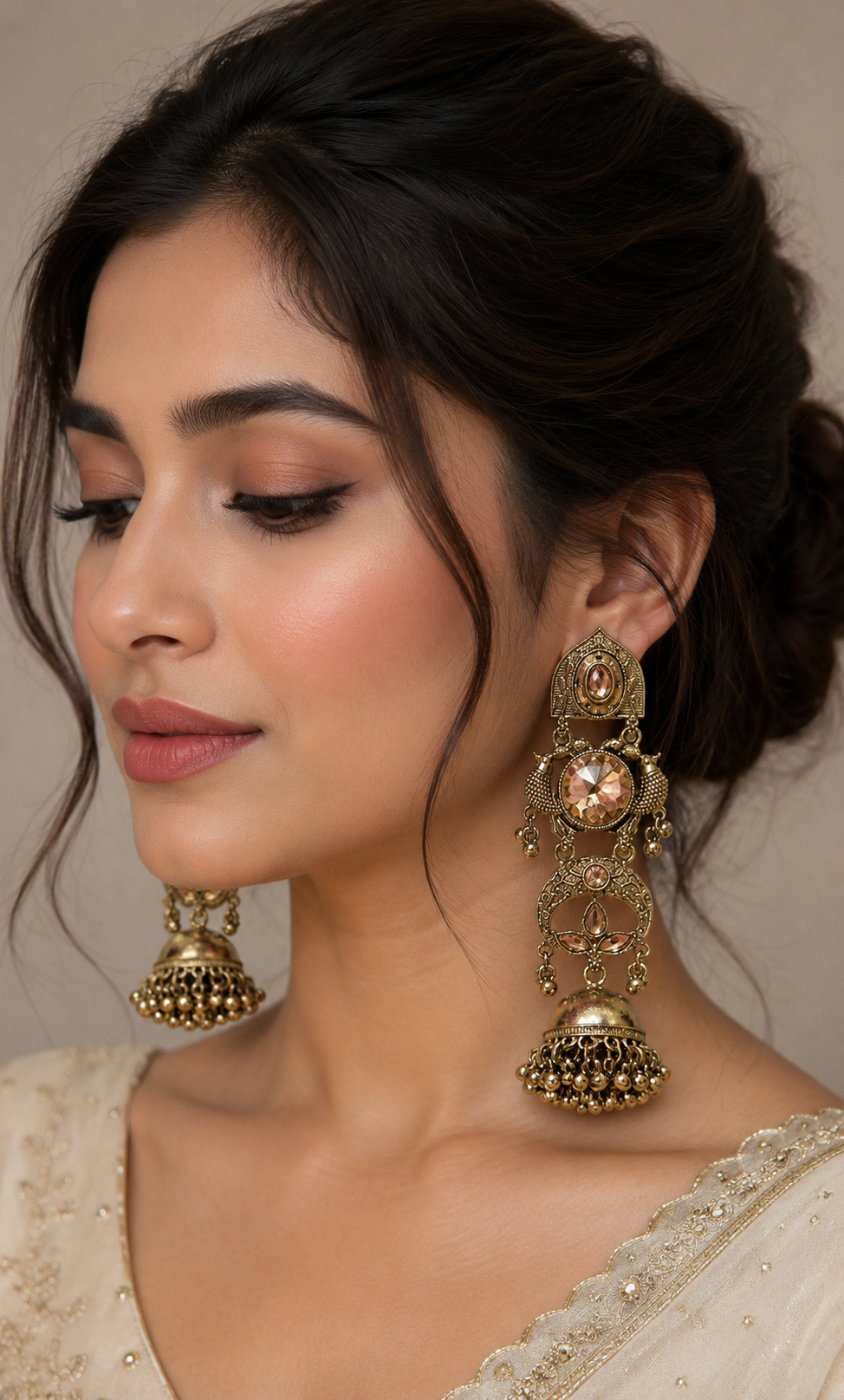 Aesthetic Moon-Bell Danglers | Elegant Ethnic Earrings for Women