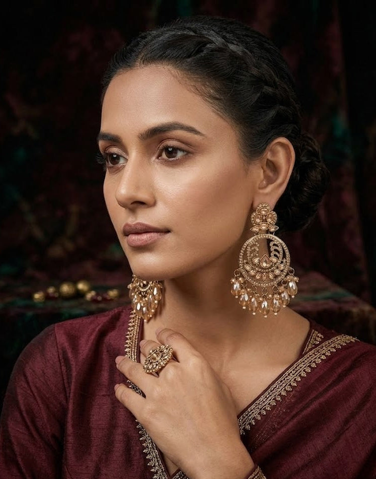 Imperial Amber Drop Earrings | Elegant Ethnic Earrings for Women