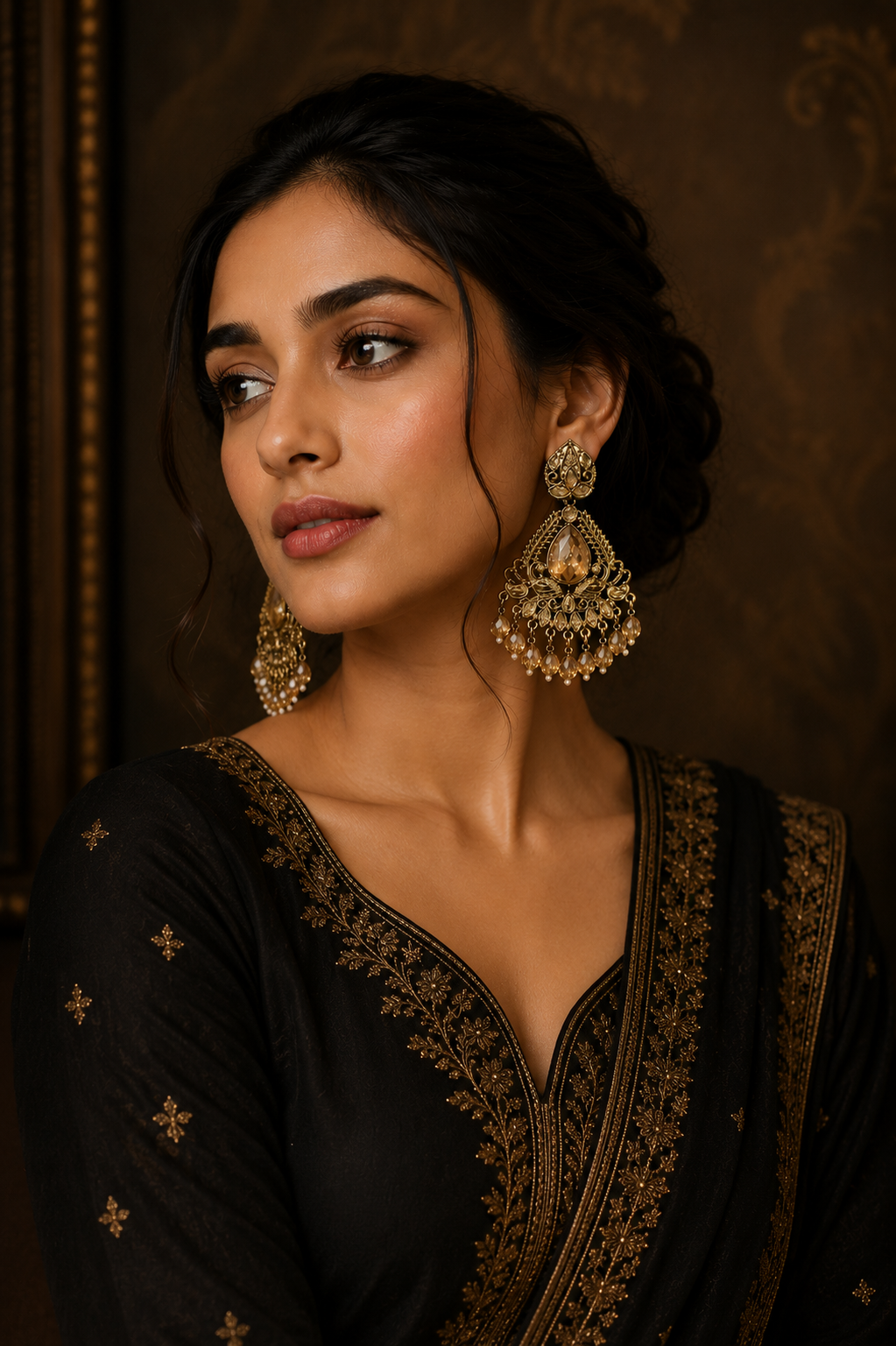 Royal Amber Drop Earrings | Elegant Ethnic Earrings for Women