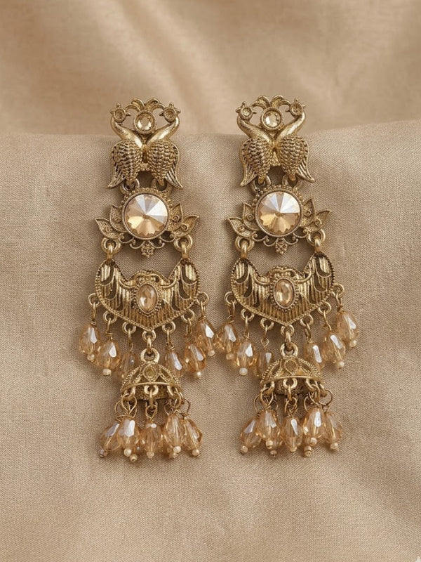 Aura Peacock Statement Jhumkas | Peacock Earrings for Women