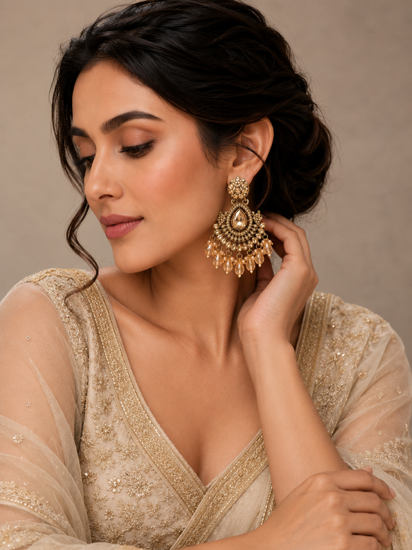 Aura Chandbali Earrings | Elegant Chandbali Earrings for Women