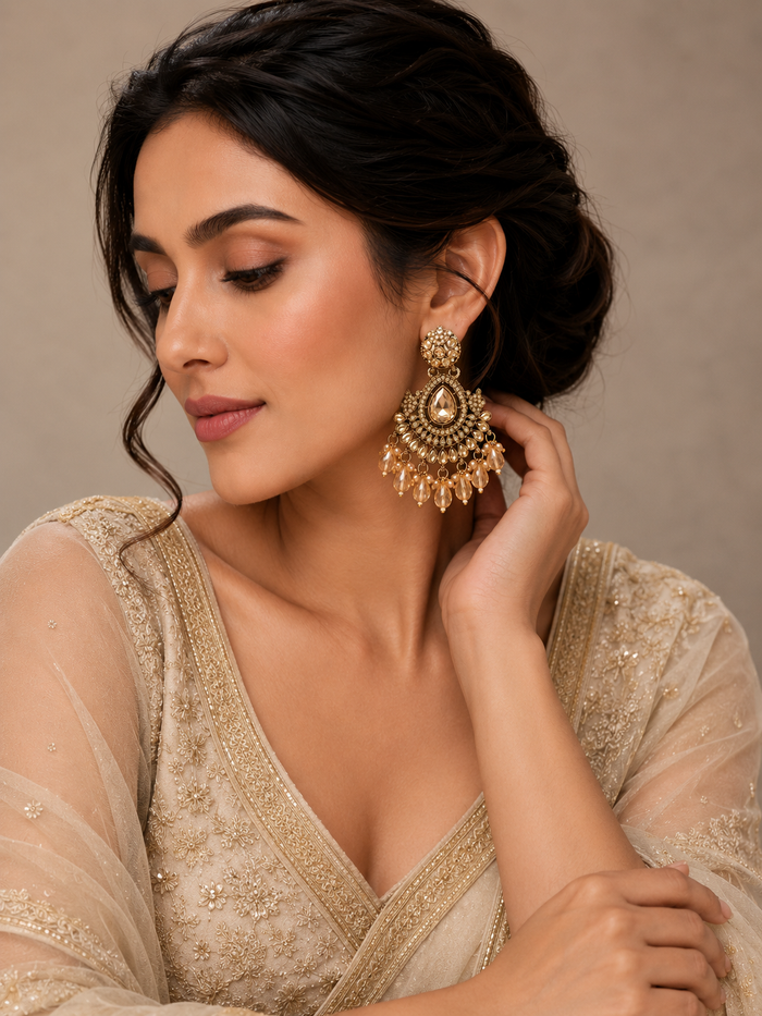 Aura Chandbali Earrings | Elegant Chandbali Earrings for Women