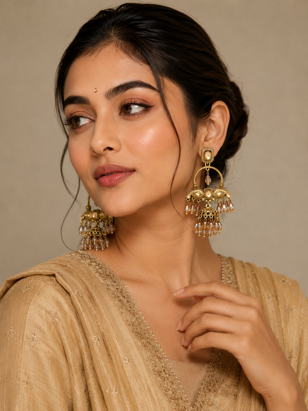 Mayura Vintage Chandbali Jhumkas | Elegant Chandbali Earrings for Women