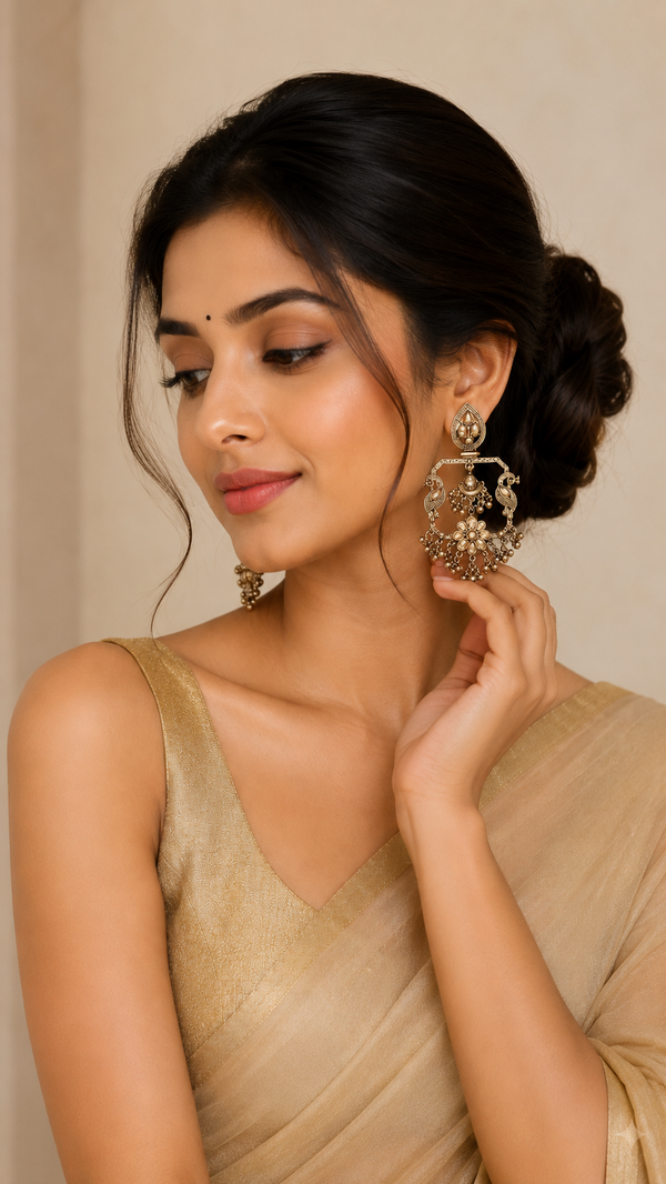 Anushri Swarn Mayuri Chandbalis | Elegant Ethnic Earrings for Women