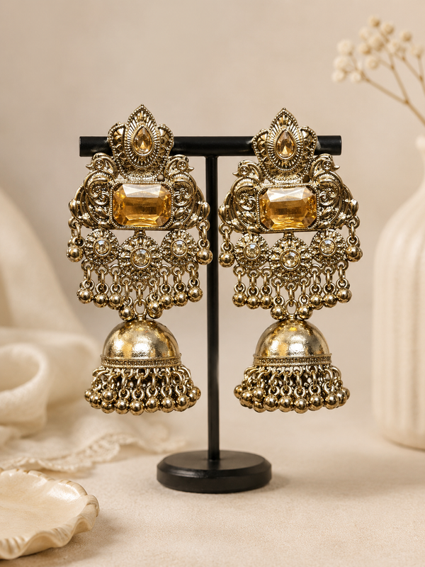 Royal Kundan Tassel Jhumka | Elegant Kundan Earrings for Women