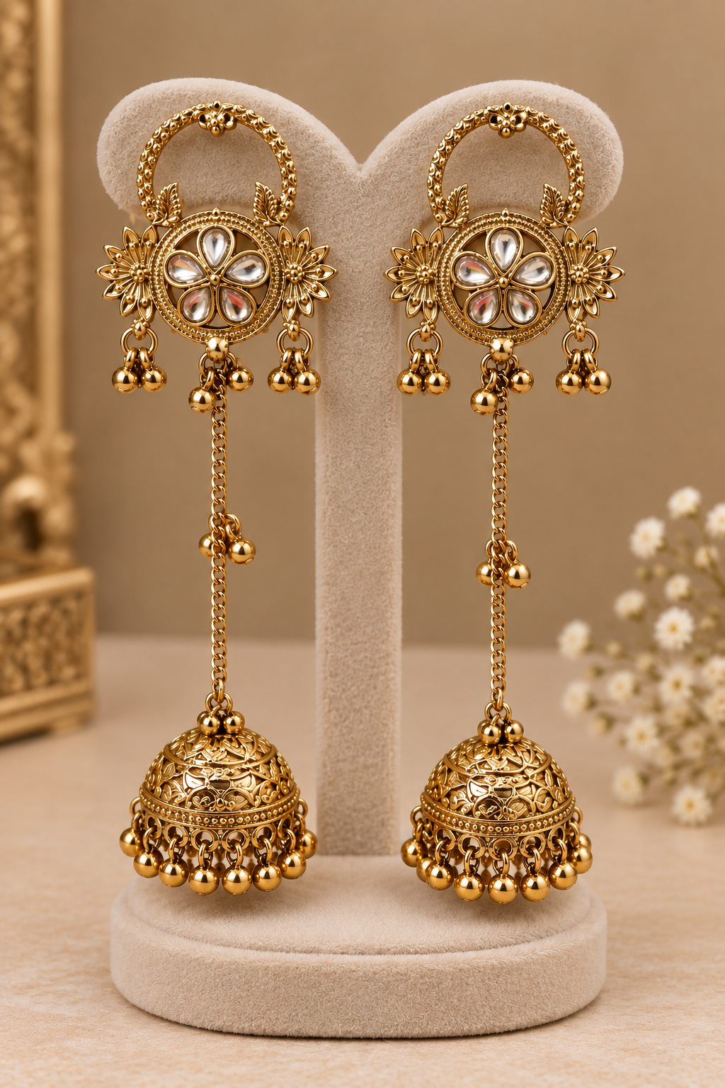 Royal Kundan Long Jhumka Earrings | Elegant Ethnic Earrings for Women
