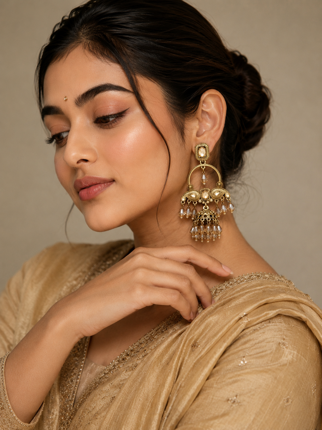 Mayura Vintage Chandbali Jhumkas | Elegant Chandbali Earrings for Women