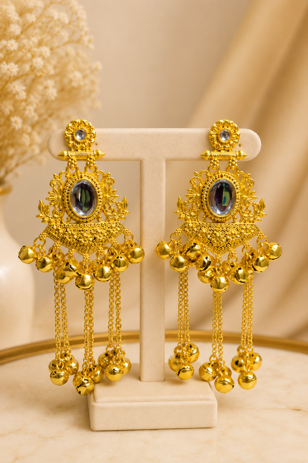 Kanakshri – Traditional Gold Chandelier Earrings