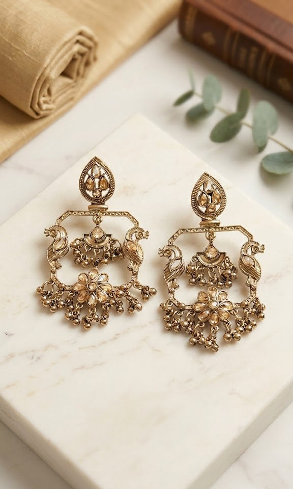 Anushri Swarn Mayuri Chandbalis | Elegant Ethnic Earrings for Women