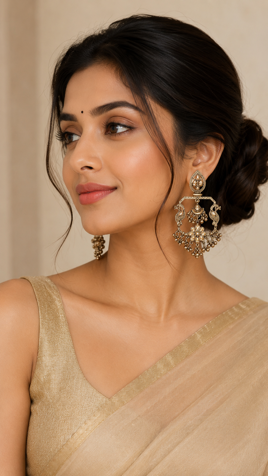 Anushri Swarn Mayuri Chandbalis | Elegant Ethnic Earrings for Women