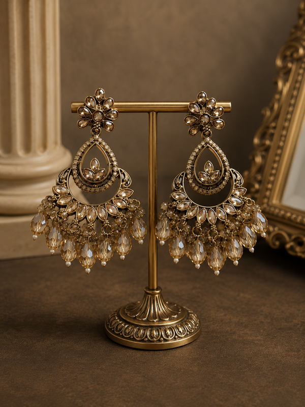 Anushri Chandelier Crystal Earrings | Elegant Ethnic Earrings for Women