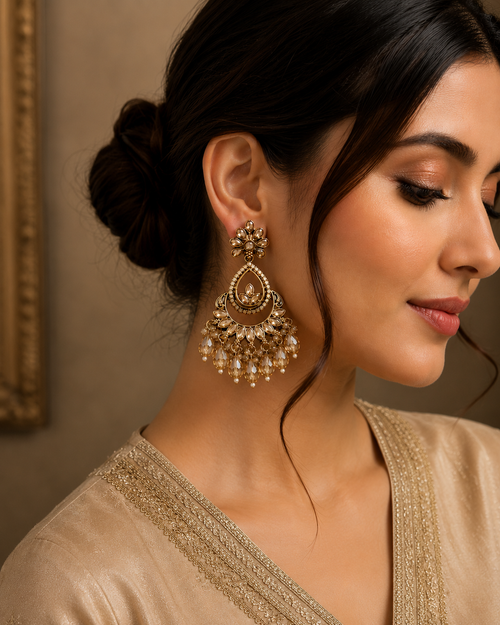 Anushri Chandelier Crystal Earrings | Elegant Ethnic Earrings for Women