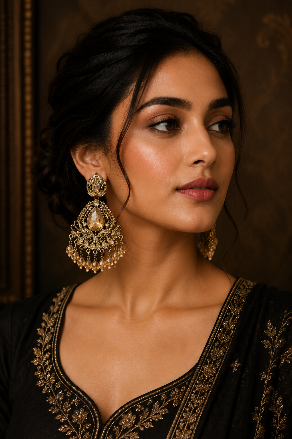 Royal Amber Drop Earrings | Elegant Ethnic Earrings for Women