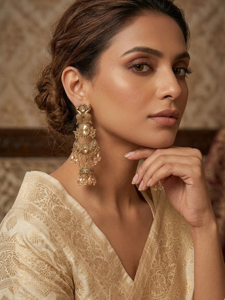 Aura Peacock Statement Jhumkas | Peacock Earrings for Women