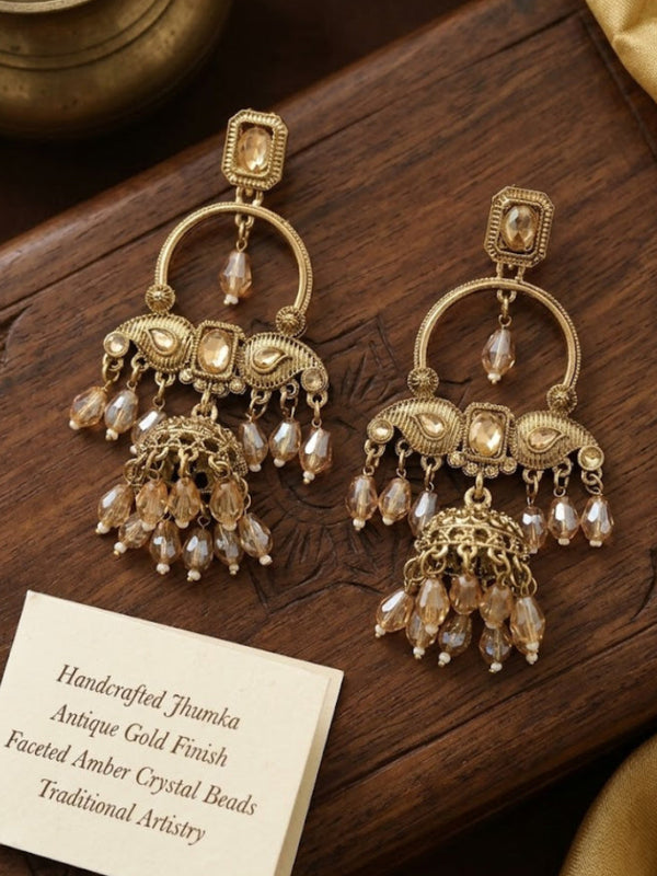 Mayura Vintage Chandbali Jhumkas | Elegant Chandbali Earrings for Women