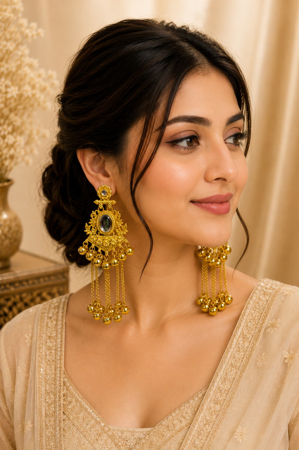 Kanakshri – Traditional Gold Chandelier Earrings