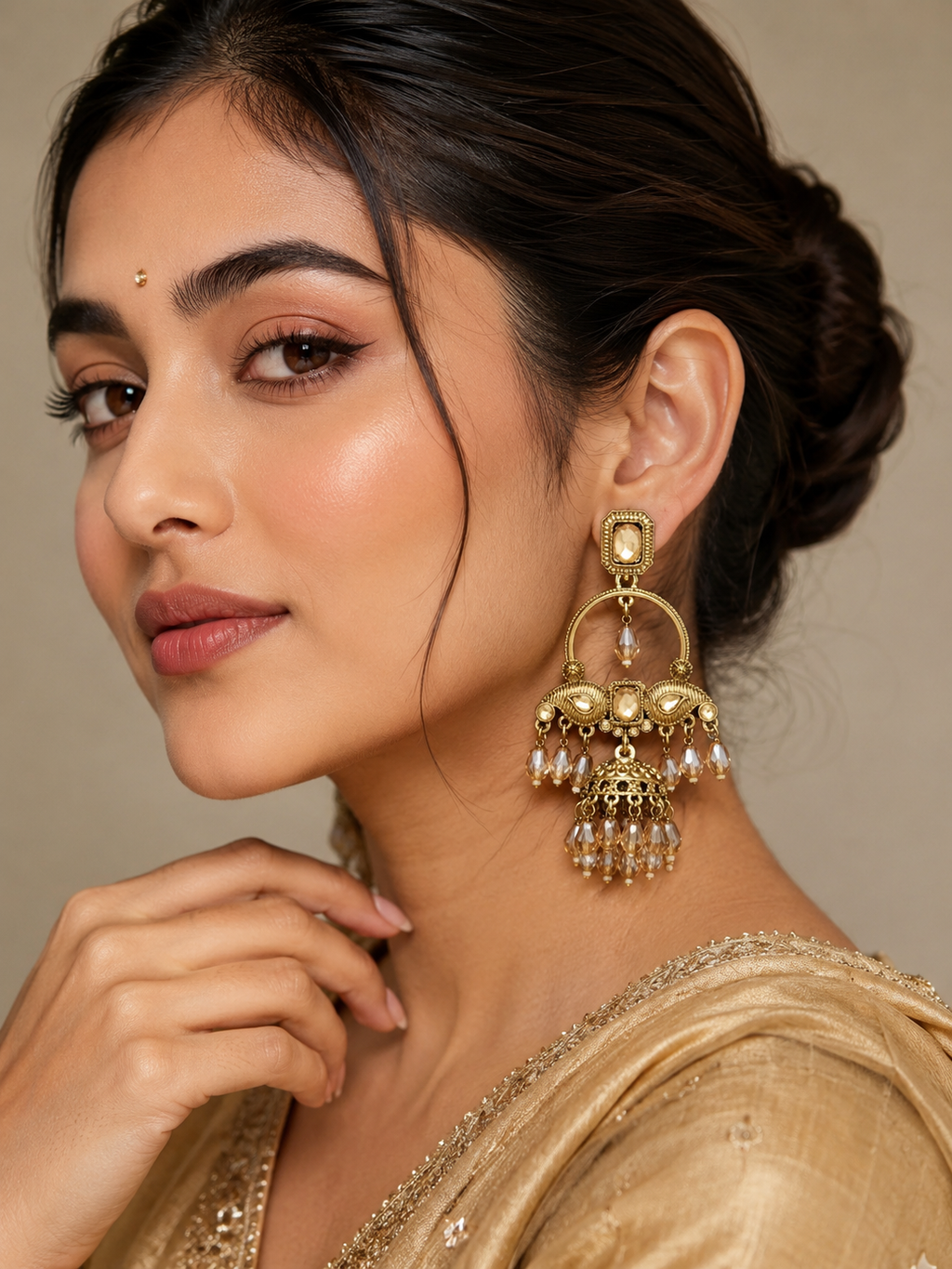 Mayura Vintage Chandbali Jhumkas | Elegant Chandbali Earrings for Women