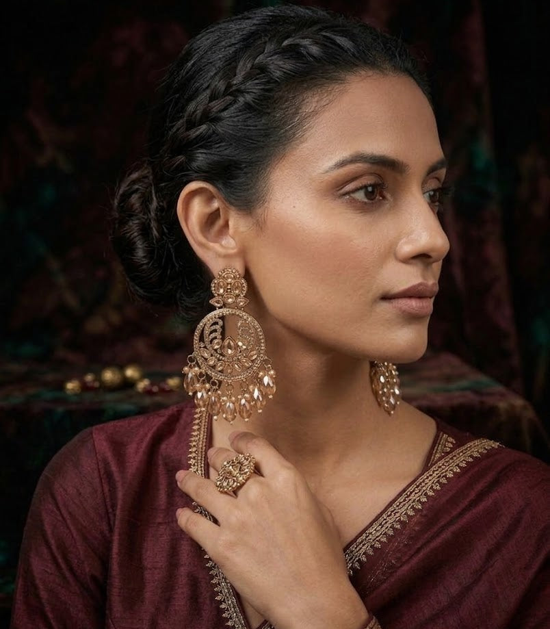 Imperial Amber Drop Earrings | Elegant Ethnic Earrings for Women