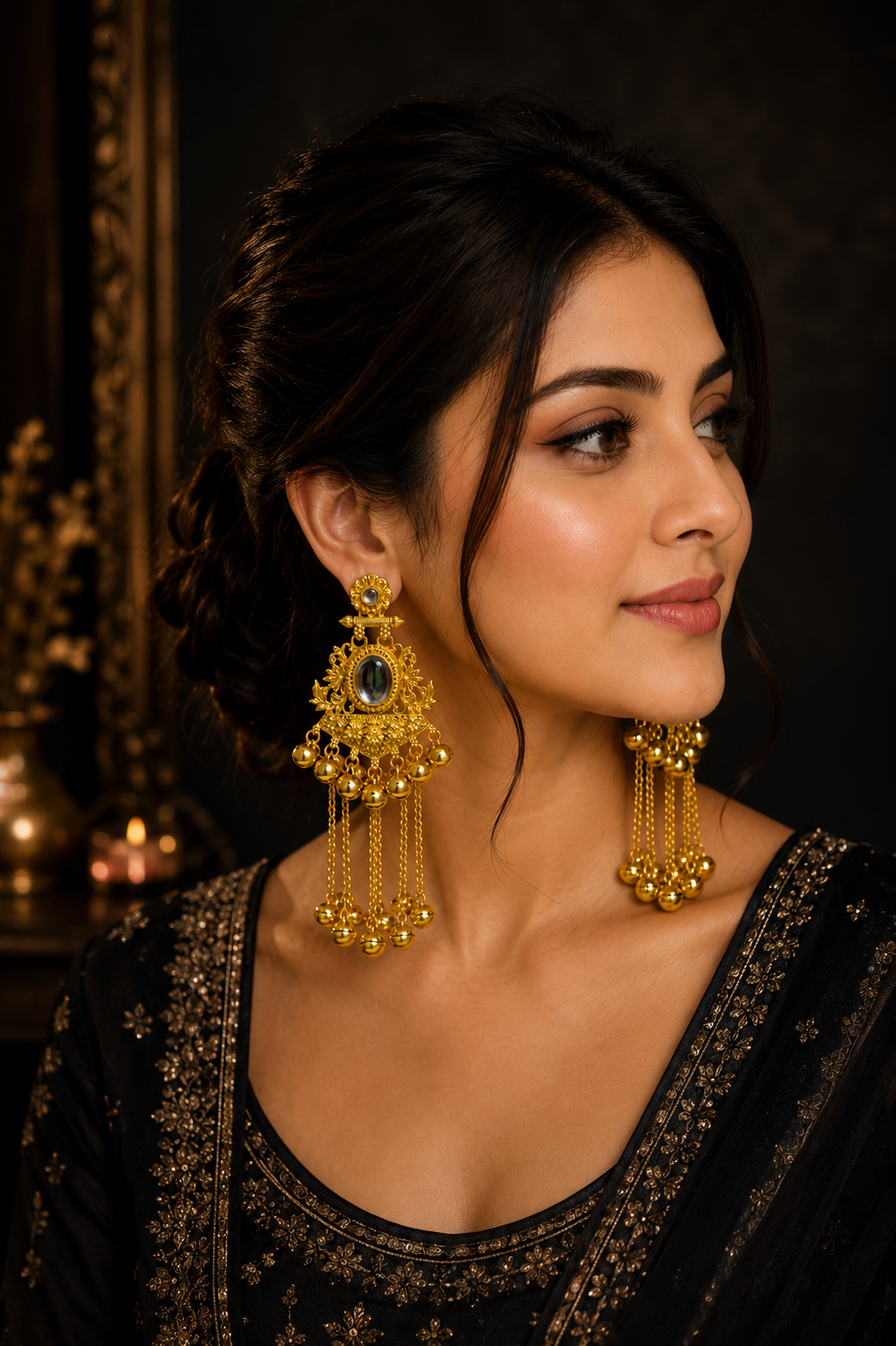 Kanakshri – Traditional Gold Chandelier Earrings