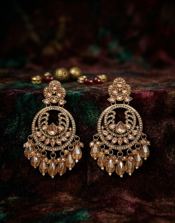 Imperial Amber Drop Earrings | Elegant Ethnic Earrings for Women