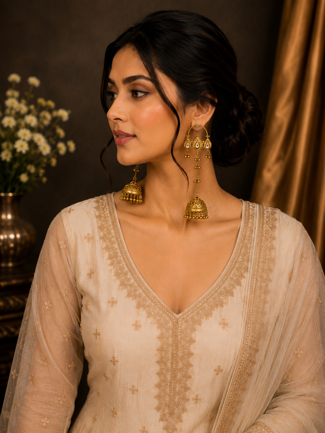 Royal Kundan Long Jhumka Earrings | Elegant Ethnic Earrings for Women