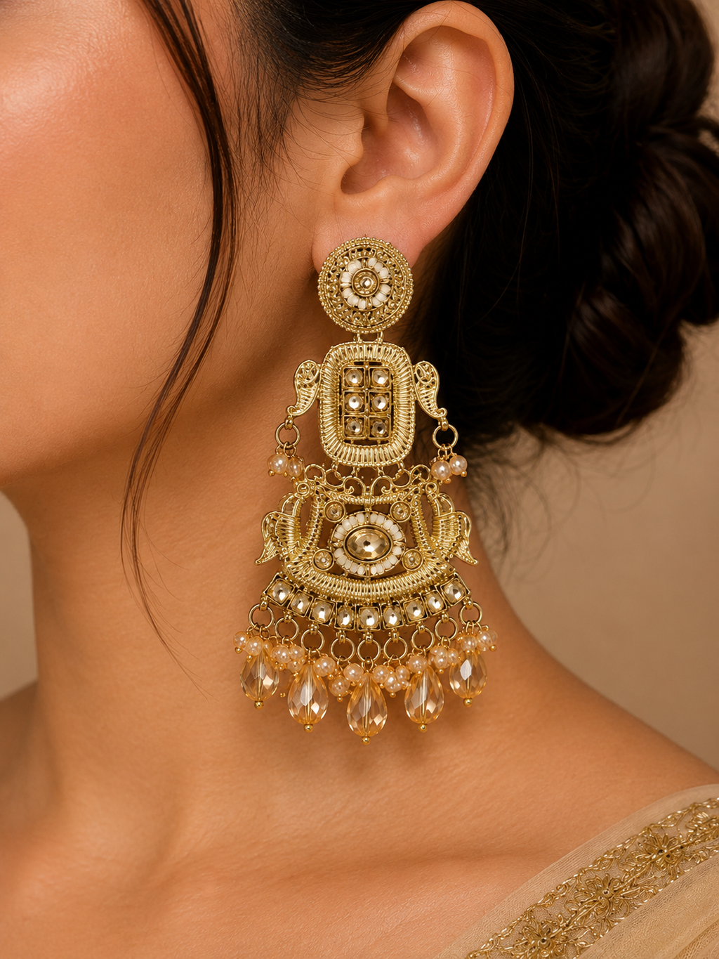 The Heritage Glow Dangles | Elegant Ethnic Dangle Earrings for Women