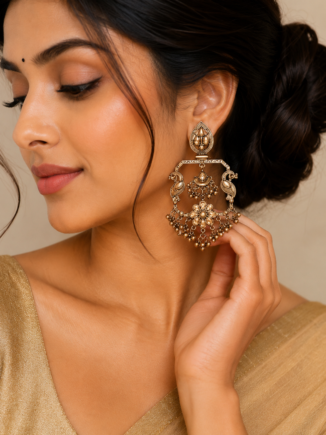 Anushri Swarn Mayuri Chandbalis | Elegant Ethnic Earrings for Women