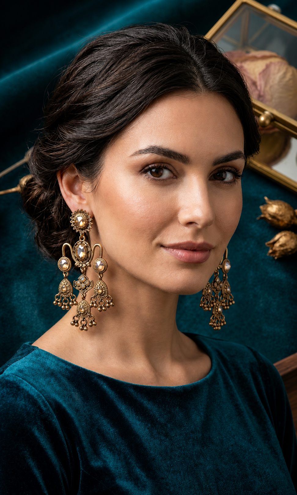 The Anushri Empress Heritage Drops | Elegant Ethnic Earrings for Women