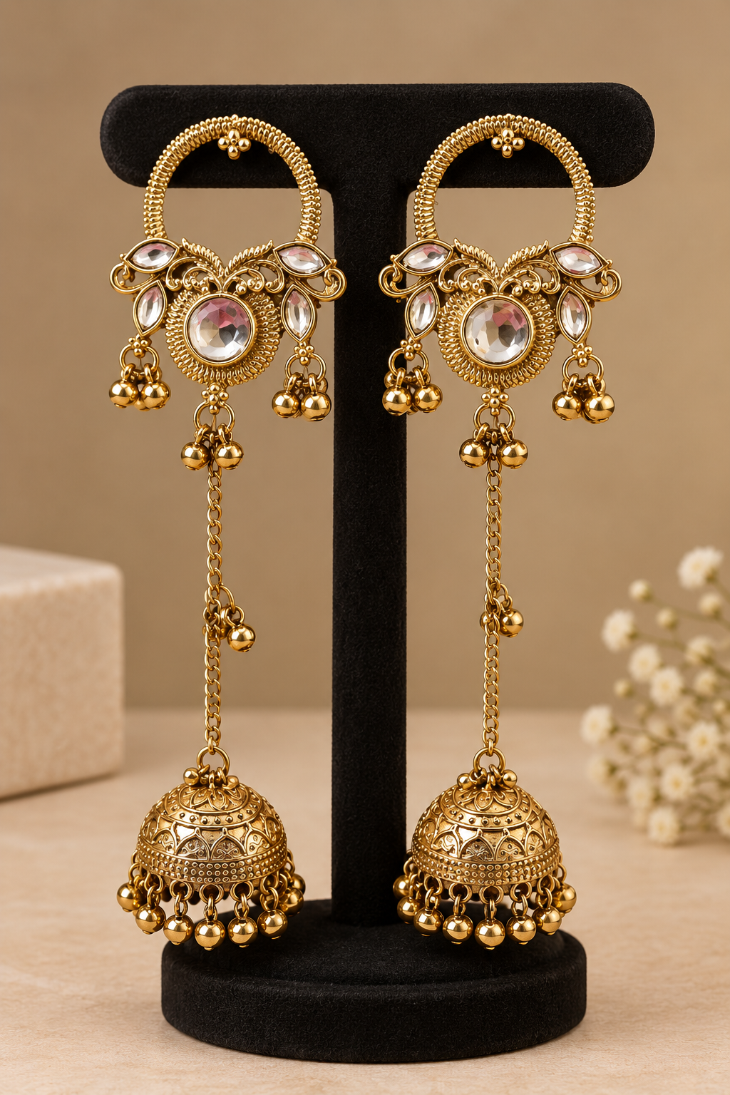 Royal Kundan Long Jhumka Earrings | Elegant Ethnic Earrings for Women