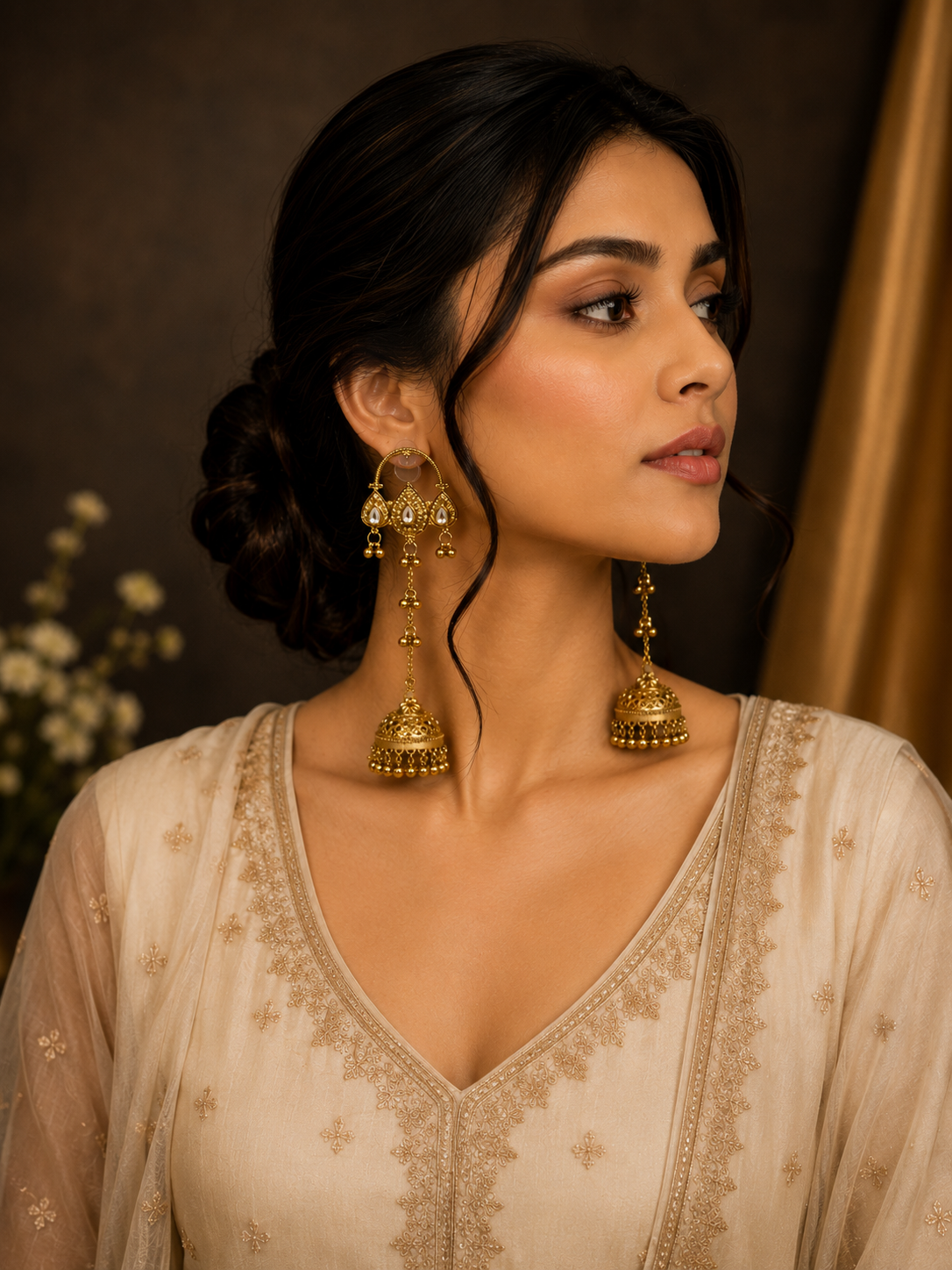 Royal Kundan Long Jhumka Earrings | Elegant Ethnic Earrings for Women