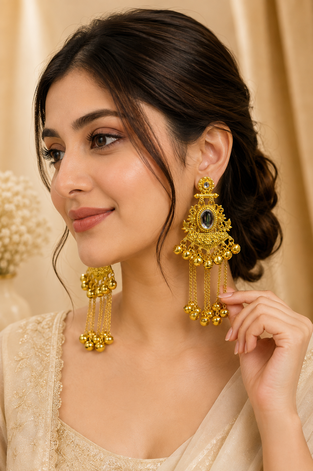 Kanakshri – Traditional Gold Chandelier Earrings