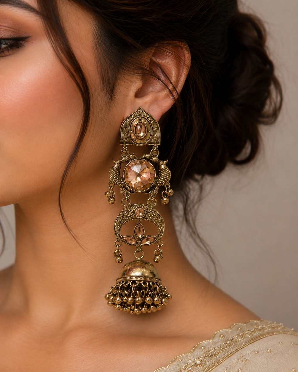 Aesthetic Moon-Bell Danglers | Elegant Ethnic Earrings for Women